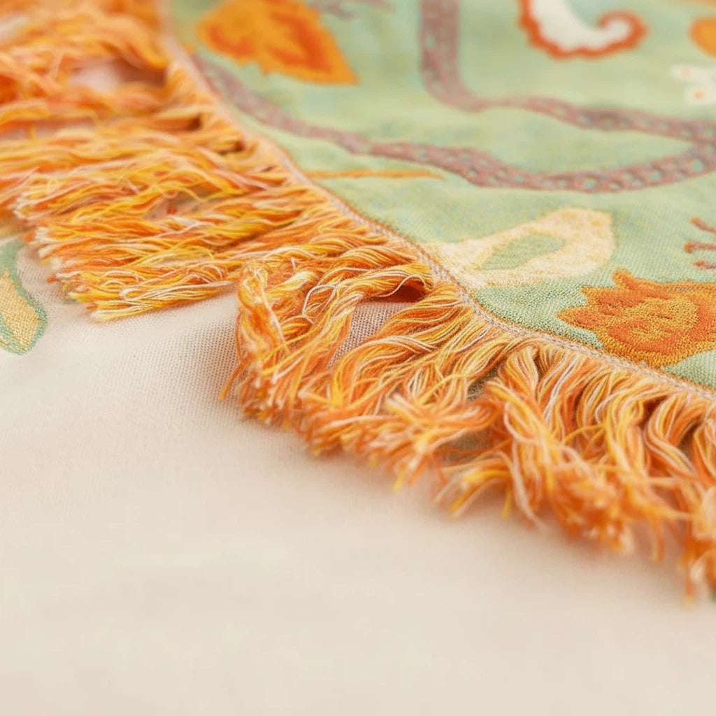 Floral Fringe Throw Blanket | Relaxed Boho Home Accent