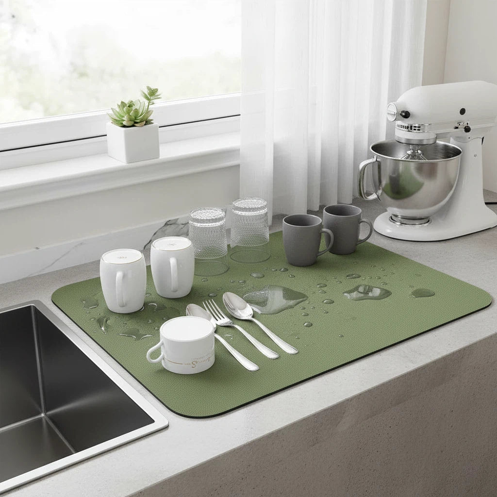 Absorbent Kitchen Drying Mat | Clean Countertop Protection