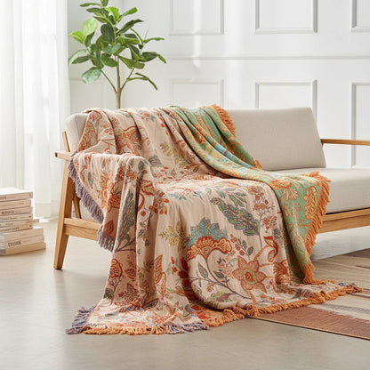 Floral Fringe Throw Blanket | Relaxed Boho Home Accent