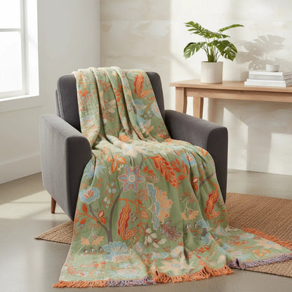 Floral Fringe Throw Blanket | Relaxed Boho Home Accent