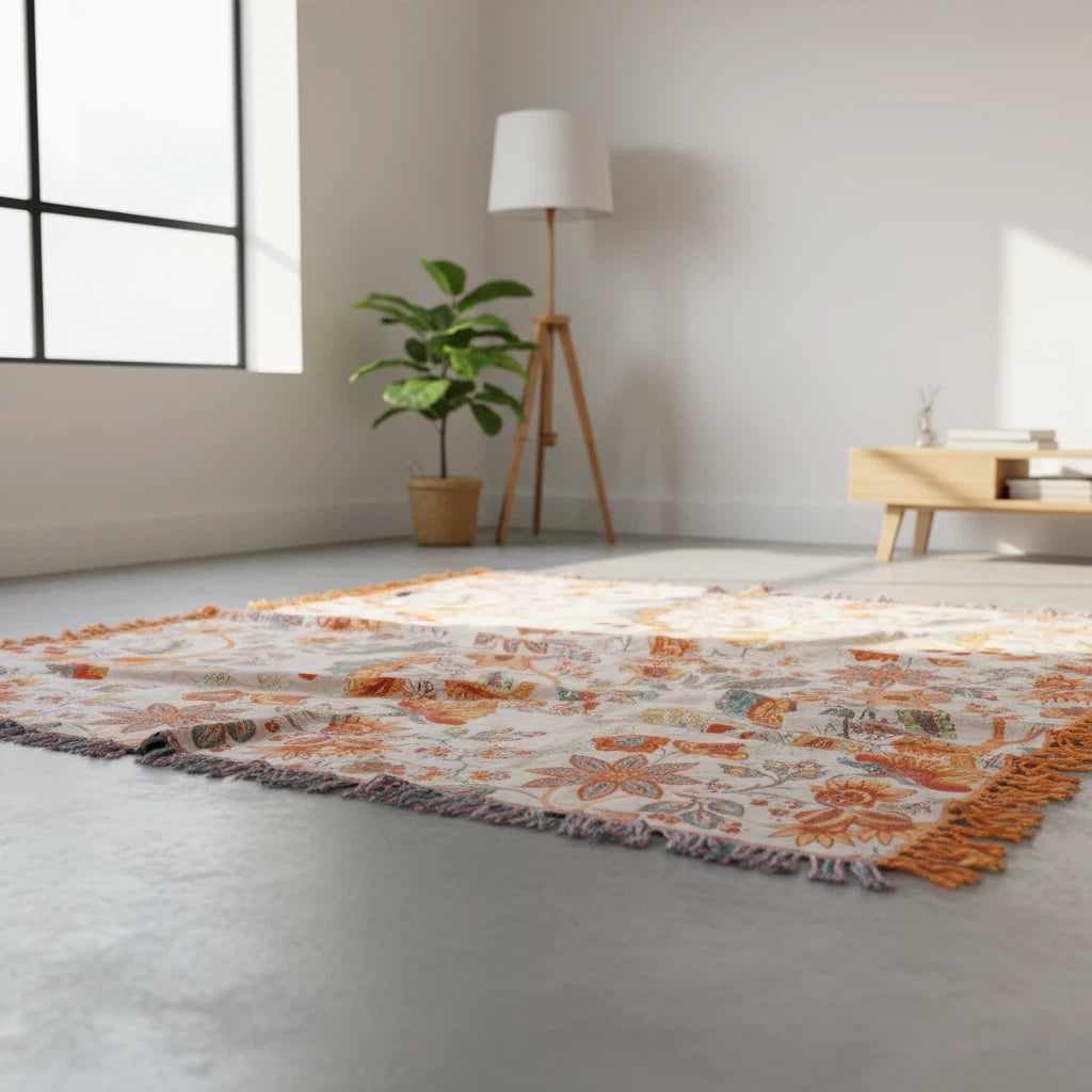 Floral Fringe Throw Blanket | Relaxed Boho Home Accent