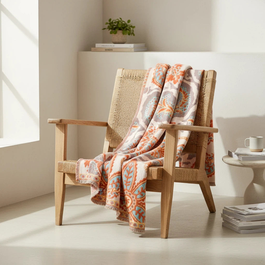 Floral Fringe Throw Blanket | Relaxed Boho Home Accent