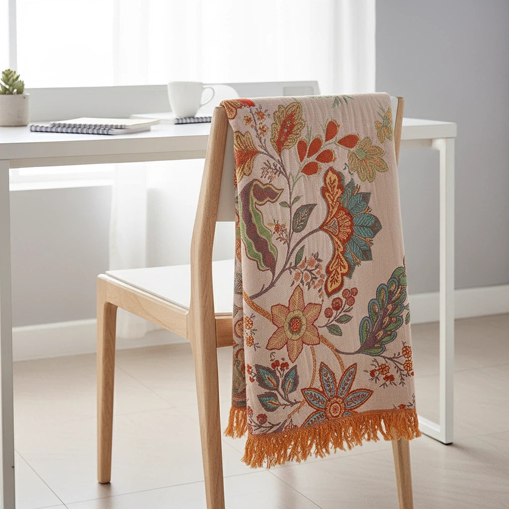 Floral Fringe Throw Blanket | Relaxed Boho Home Accent