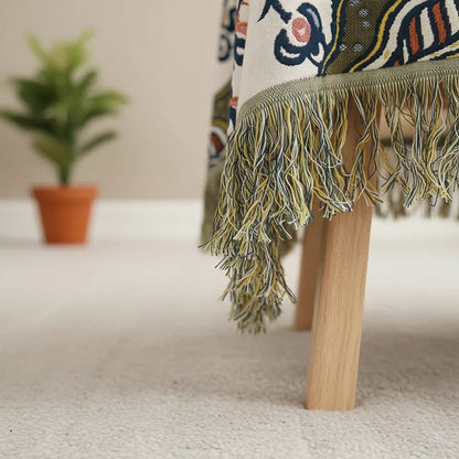 Floral Throw Blanket with Tassels | Bohemian Sofa Accent