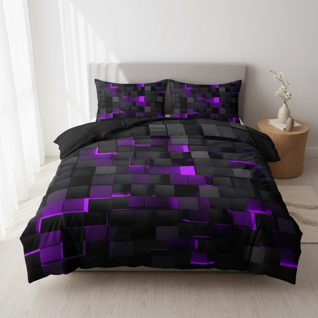 Geometric Grid Bedding Set | Modern Quilt Cover Statement