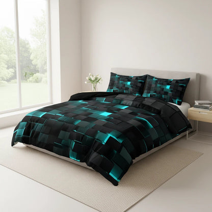 Geometric Grid Bedding Set | Modern Quilt Cover Statement