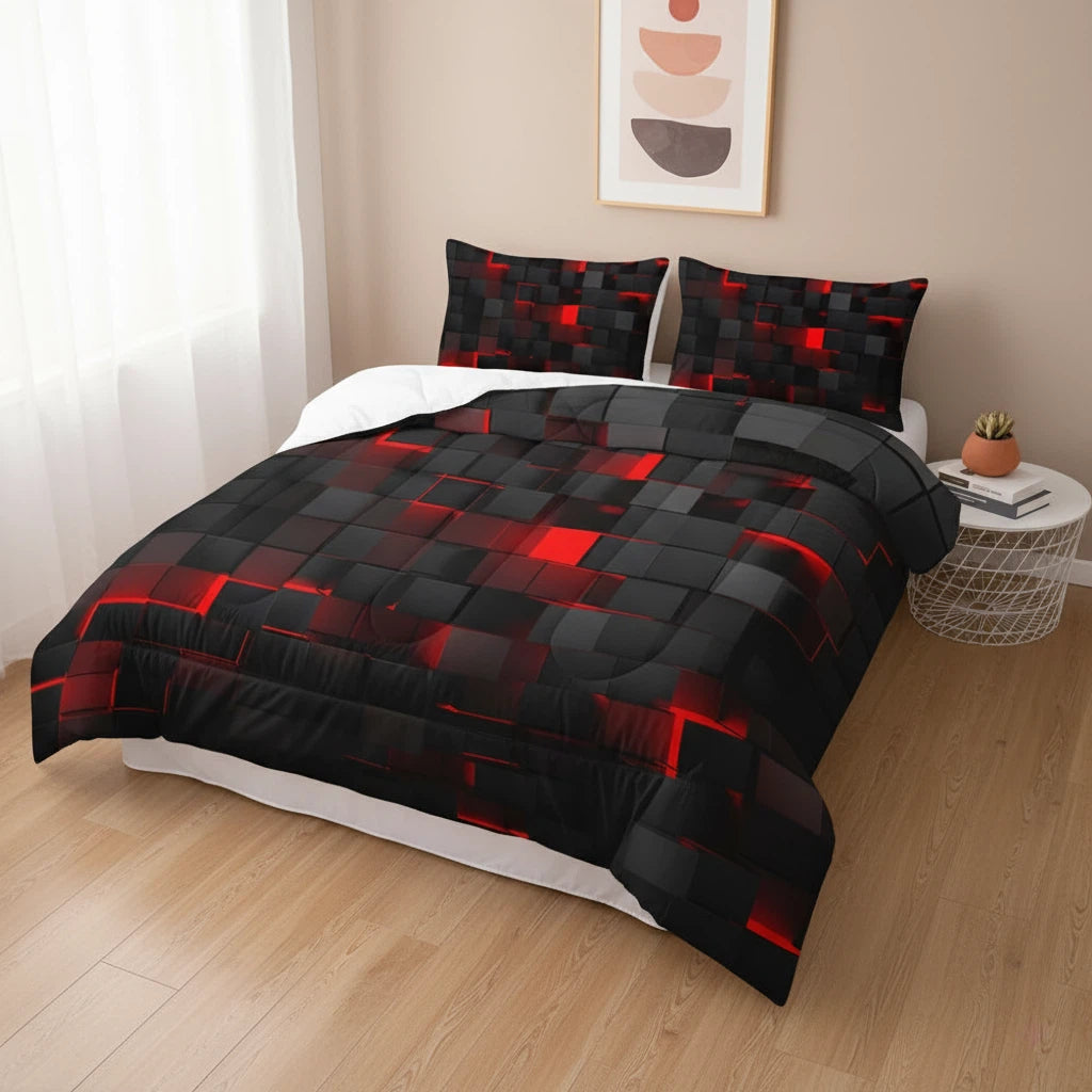 Geometric Grid Bedding Set | Modern Quilt Cover Statement