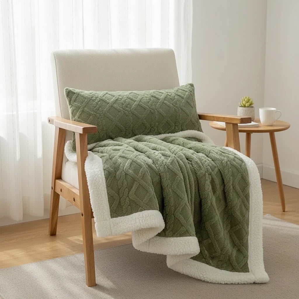 Sherpa Feel Throw Blanket | Reversible Cozy Home Layer