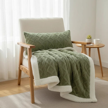 Sherpa Feel Throw Blanket | Reversible Cozy Home Layer