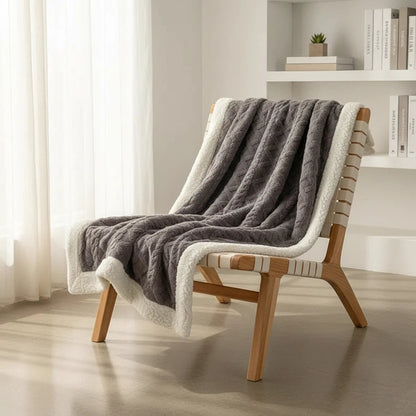 Sherpa Feel Throw Blanket | Reversible Cozy Home Layer