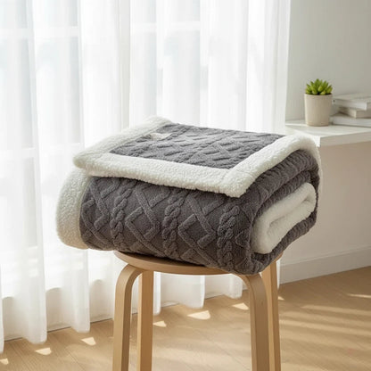 Sherpa Feel Throw Blanket | Reversible Cozy Home Layer