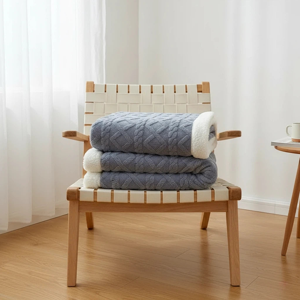 Sherpa Feel Throw Blanket | Reversible Cozy Home Layer