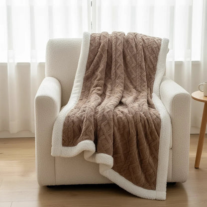 Sherpa Feel Throw Blanket | Reversible Cozy Home Layer
