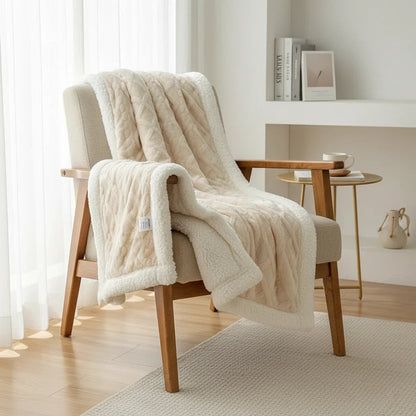 Sherpa Feel Throw Blanket | Reversible Cozy Home Layer