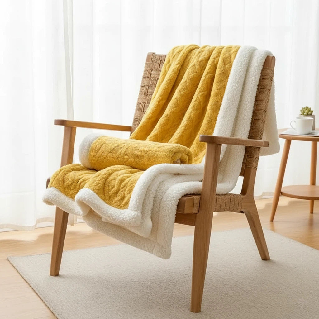 Sherpa Feel Throw Blanket | Reversible Cozy Home Layer