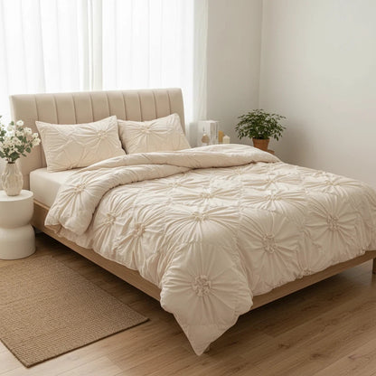 Ruffle Flower Bedding Set | Romantic Quilt Cover with Pillowcases