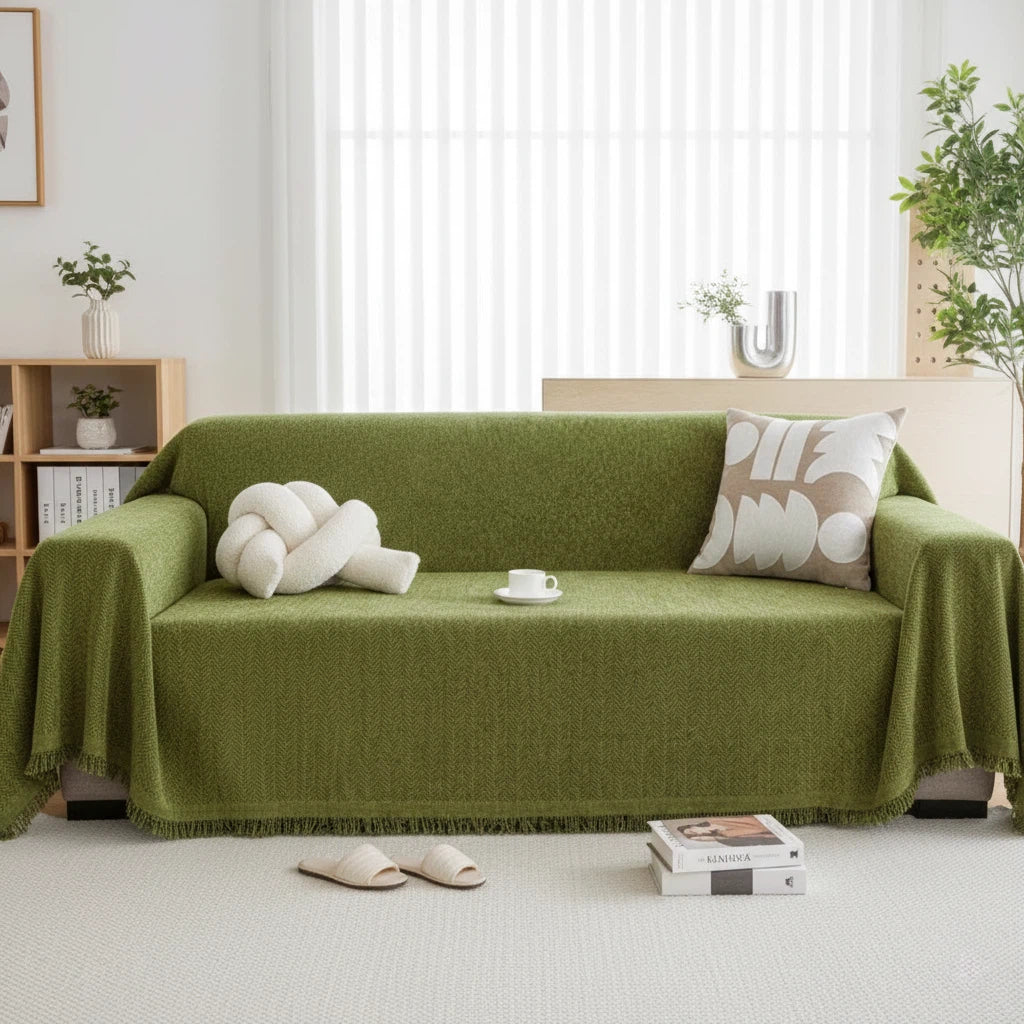 Minimalist Chenille Sofa Cover | Textured Living Room Refresh