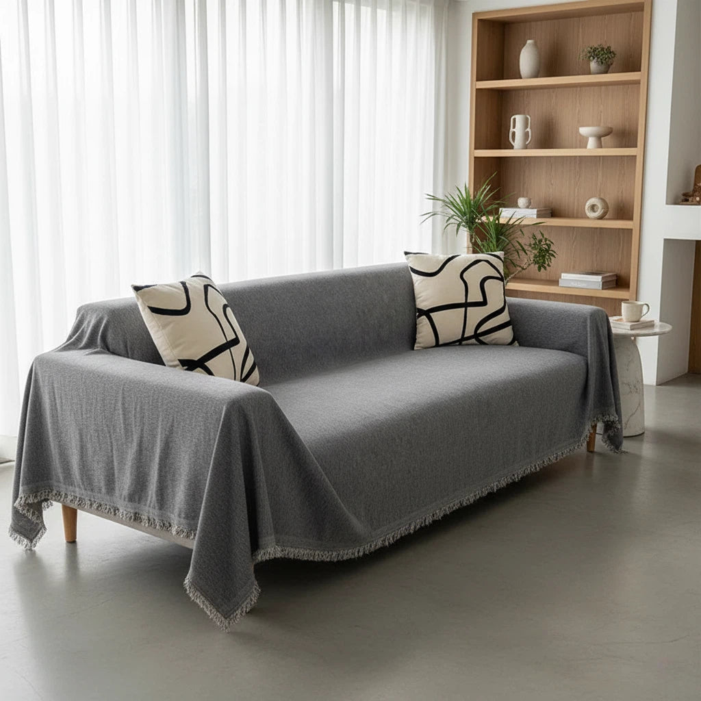 Minimalist Chenille Sofa Cover | Textured Living Room Refresh