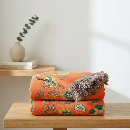 Reversible Floral Throw Blanket | Soft Layered Home Accent