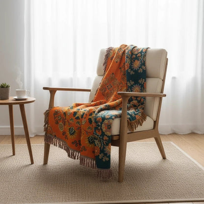 Reversible Floral Throw Blanket | Soft Layered Home Accent