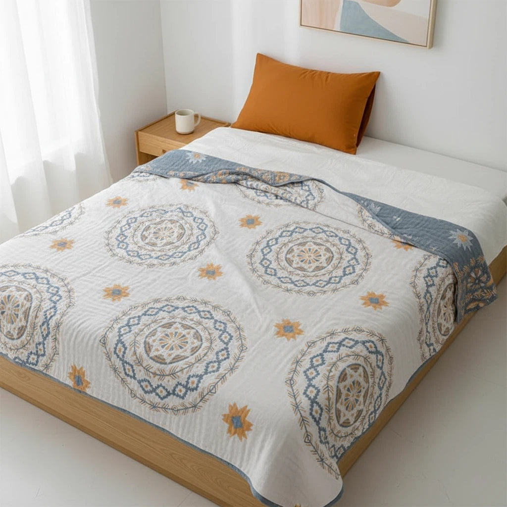 Mandala Pattern Throw Blanket | Boho Living Room Layer